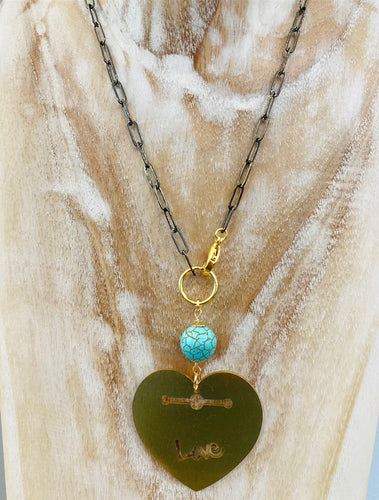 Love turquoise Heart Necklace