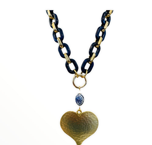 Azure gold heart necklace